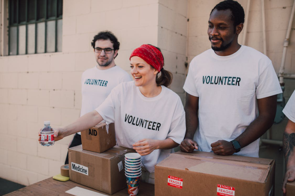 Volunteers at the donation drive