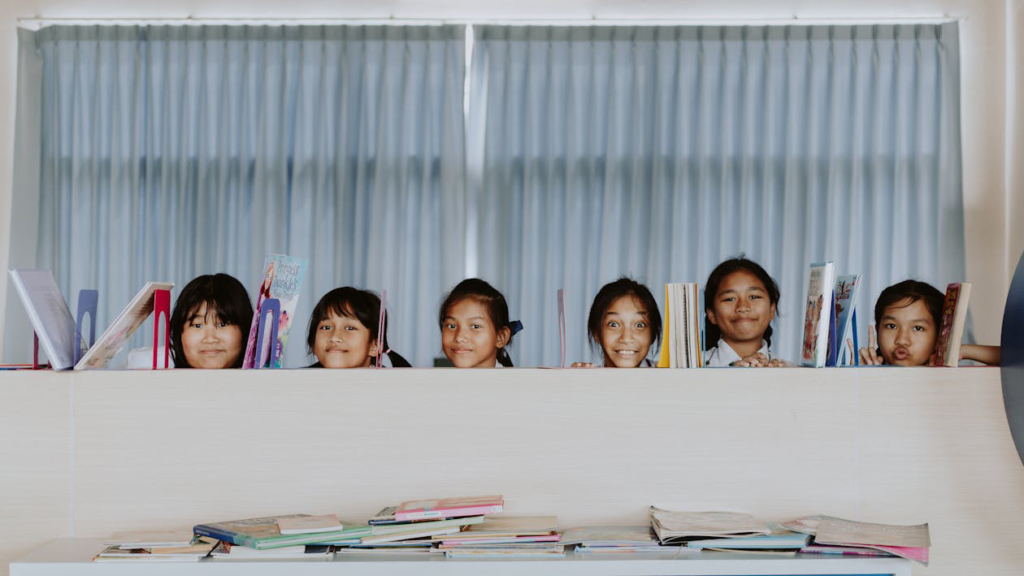 Young girls with books