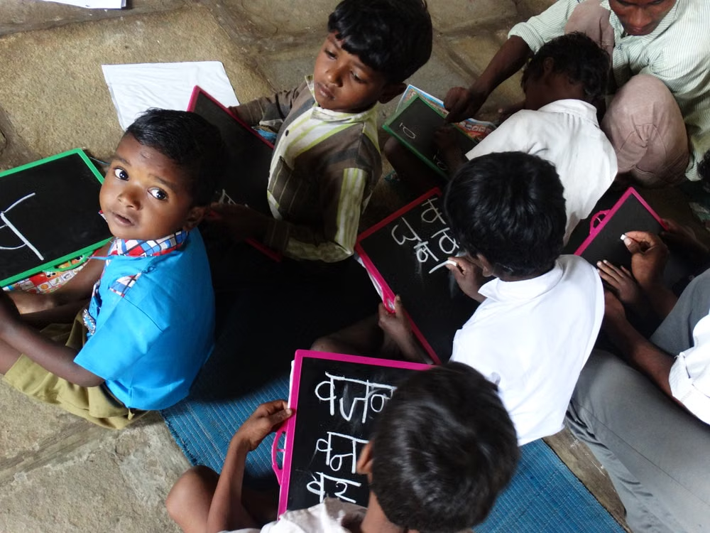 This photo shows students