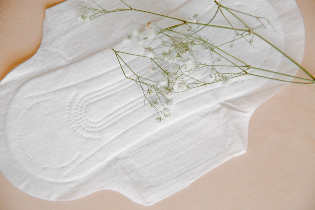 This photo shows a close-up of a sanitary pad.