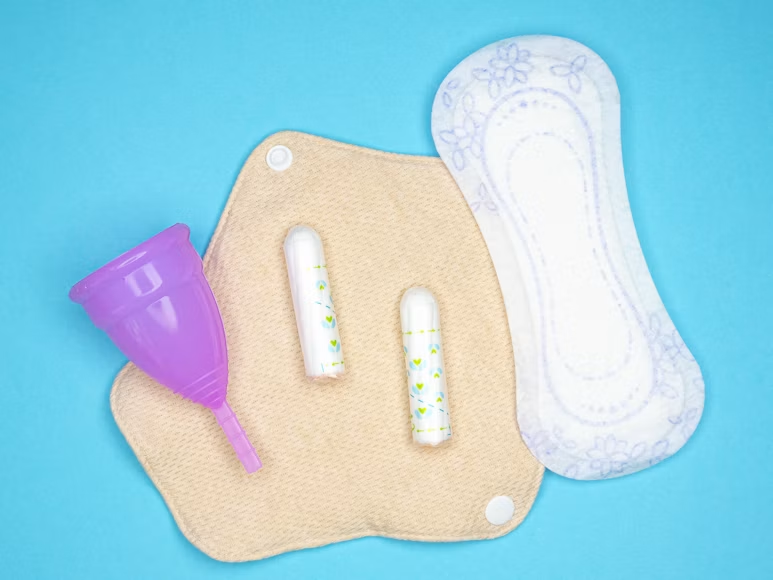 This photo shows a bunch of period products.